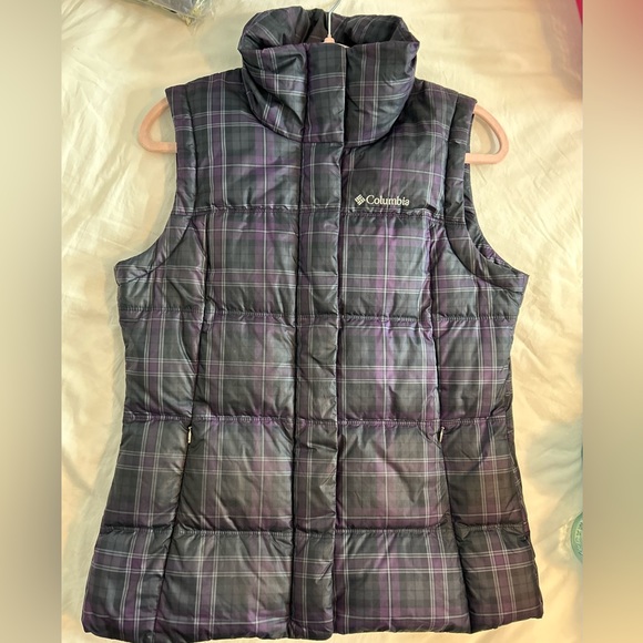 Columbia Plaid Down Feather Vest Medium - Picture 3 of 6